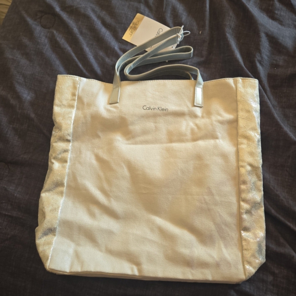 Calvin Klein White Minimalist Tote Bag